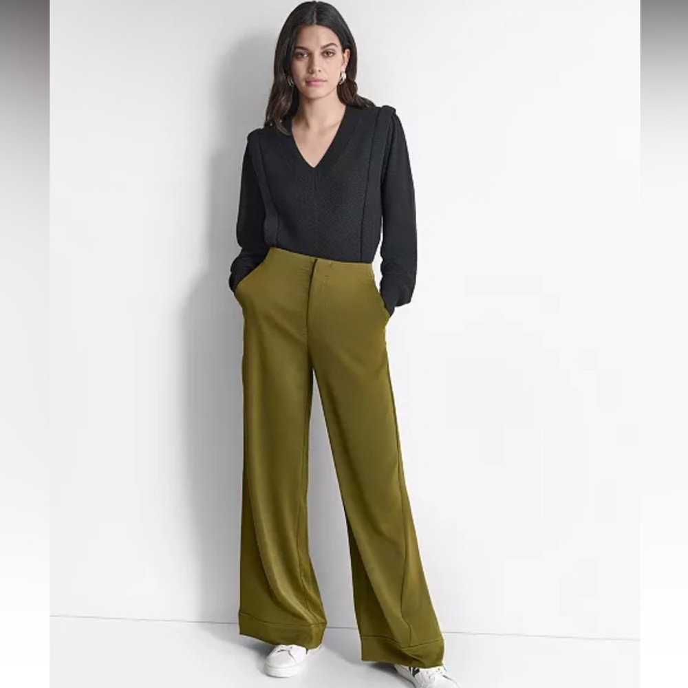 DKNY
Women's Glazed High Rise Seamed-Cuff Wide-Leg Pants - Picture 5 of 8